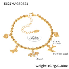 Gold-Tone Cubic Zirconia Charm Bracelet or Anklet