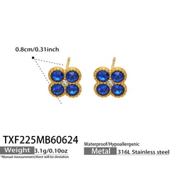 Color Four-Petal Cubic Zirconia Necklace and Earrings