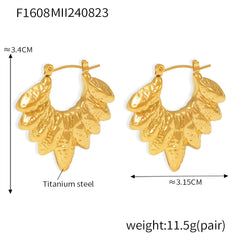 18K Gold-Plated Layered Leaf Hoop Earrings