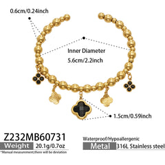 18K Gold-Plated Clover Charm Bead Bracelet