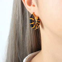 Enamel Fan Hoop Earrings