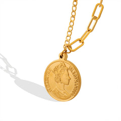 Portrait Coin Pendant Necklace