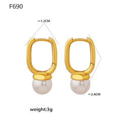 Pearl-Accent Stainless Steel Hoop & Drop Earrings