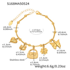 Gold-Tone Cubic Zirconia Charm Bracelet or Anklet