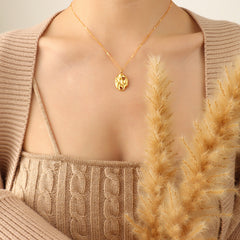 Textured Openwork Disc Pendant Necklace