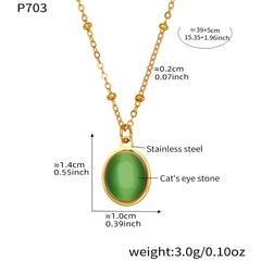 Oval Cat-Eye-Look Pendant Necklace