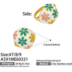Gold-Tone Enamel and Mother-of-Pearl Ring Designs