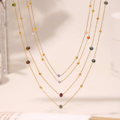 Fine Natural Stone Beaded Chain Necklace