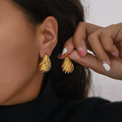Stone-Accent Teardrop Stud Earrings