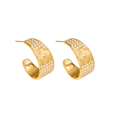 18K Gold-Plated Floral Cubic Zirconia Hoops or Ear Cuff