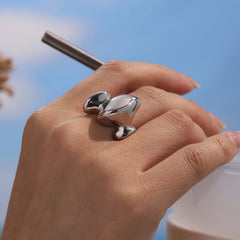 18K Gold-Plated Three Dome Open Ring