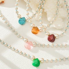 Pearl-Look Agate Pendant Necklace