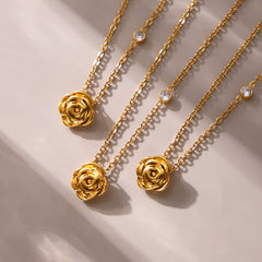 Rose Pendant Necklace or Layering Chain