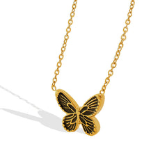 Textured Butterfly Pendant Necklace