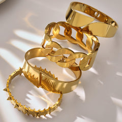 18K Gold-Plated Bold Geometric Bangle Bracelet