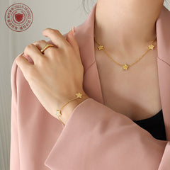 18K Gold-Plated Star Cubic Zirconia Necklace or Bracelet