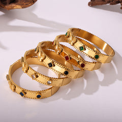 Snowflake or Three-Petal Stone-Accent Clasp Bracelet