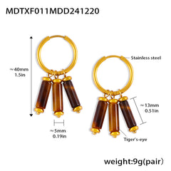 18K Gold-Plated Tiger Eye Earring Designs