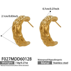 18K Gold-Plated Folded Texture Hoop Earrings