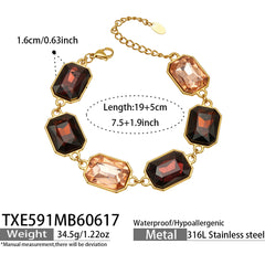 18K Gold-Plated Colored Glass Statement Jewelry