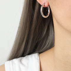 Rounded Statement Stainless Steel Hoop Earrings
