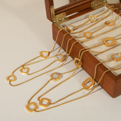Openwork Geometric Long Necklace