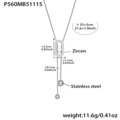 18K Gold-Plated Cubic Zirconia Sliding Lariat Necklace