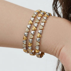 Cubic Zirconia Two-Tone Heart Necklace & Bracelet