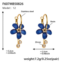Color Resin Flower Drop Earrings