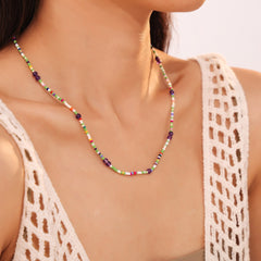 Multicolor Natural Stone Fine Bead Necklace