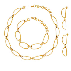 Geometric Link Necklace, Bracelet & Earrings