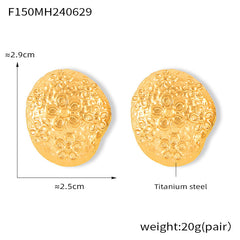 Textured Floral Disc Stud Earrings