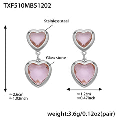 18K Gold-Plated Faceted Glass Heart Jewelry
