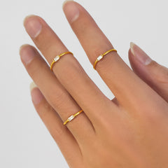 Gold-Tone Rectangular Cubic Zirconia Slim Ring