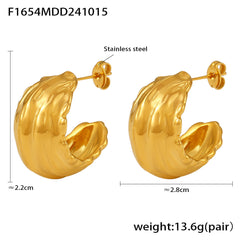 Textured Folded Hoop Earrings
