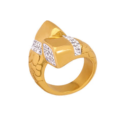 18K Gold-Plated Cubic Zirconia Crossed Statement Ring