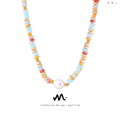 Pearl-Look and Color Disc Bead Necklace