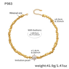 Imitation Pearl Textured Chain Necklace