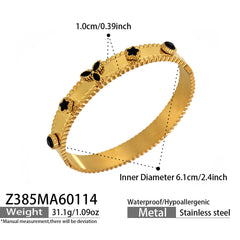 Floral Glass and Cubic Zirconia Clasp Bangles
