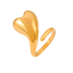 18K Gold-Plated Sculptural Heart Open Ring