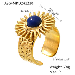 18K Gold-Plated Sunflower Color Accent Open Ring