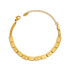 18K Gold-Plated Lettered Square Link Bracelet