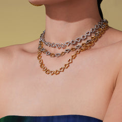 18K Gold-Plated Cubic Zirconia Heart Necklace & Bracelet