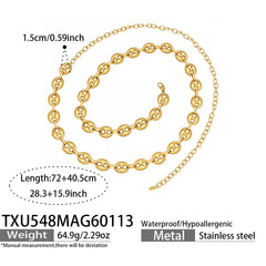 Coffee Bean Link Necklace Bracelet and Waist Chain