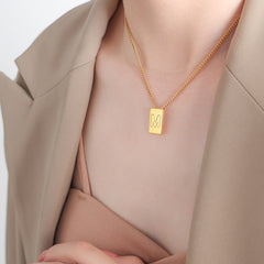 Gold-Tone Square Initial Pendant Necklace