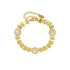 18K Gold-Plated White Shell Geometric Bracelet