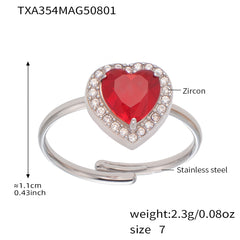18K Gold-Plated Red Heart Cubic Zirconia Jewelry