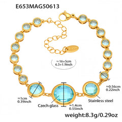 Gold-Tone Colored Glass Link Bracelet