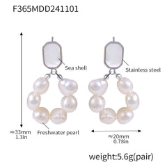 Freshwater Pearl Open-Circle Drop Earrings