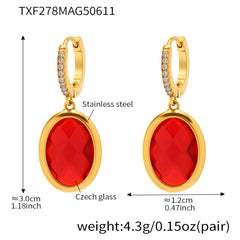 Faceted Oval Czech Glass Drop Earrings